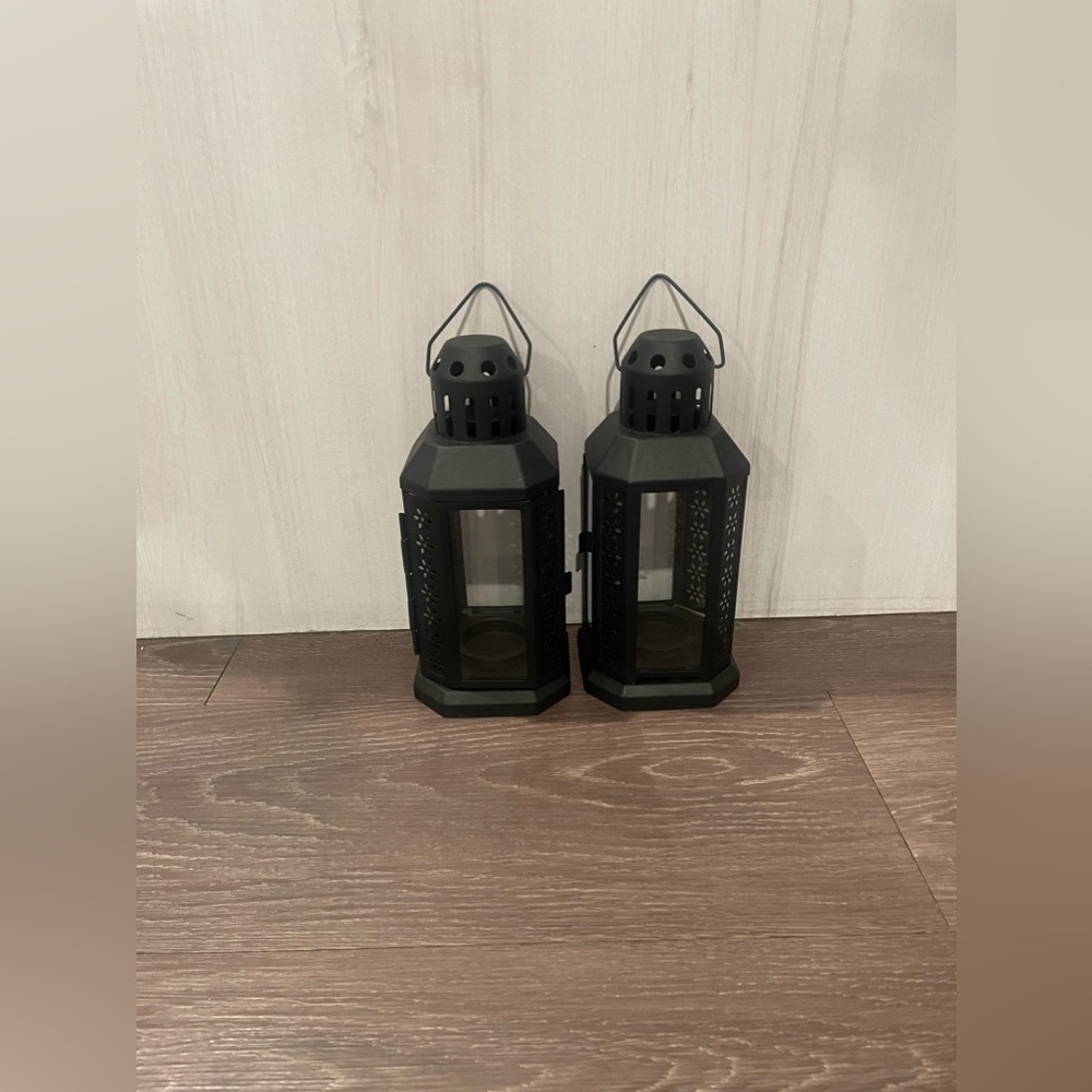 IKEA ENRUM Lantern for tealight, indoor/outdoor - black, 8 ¾"